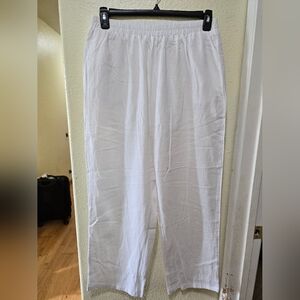 White Linen Lined Wide Leg Pants
